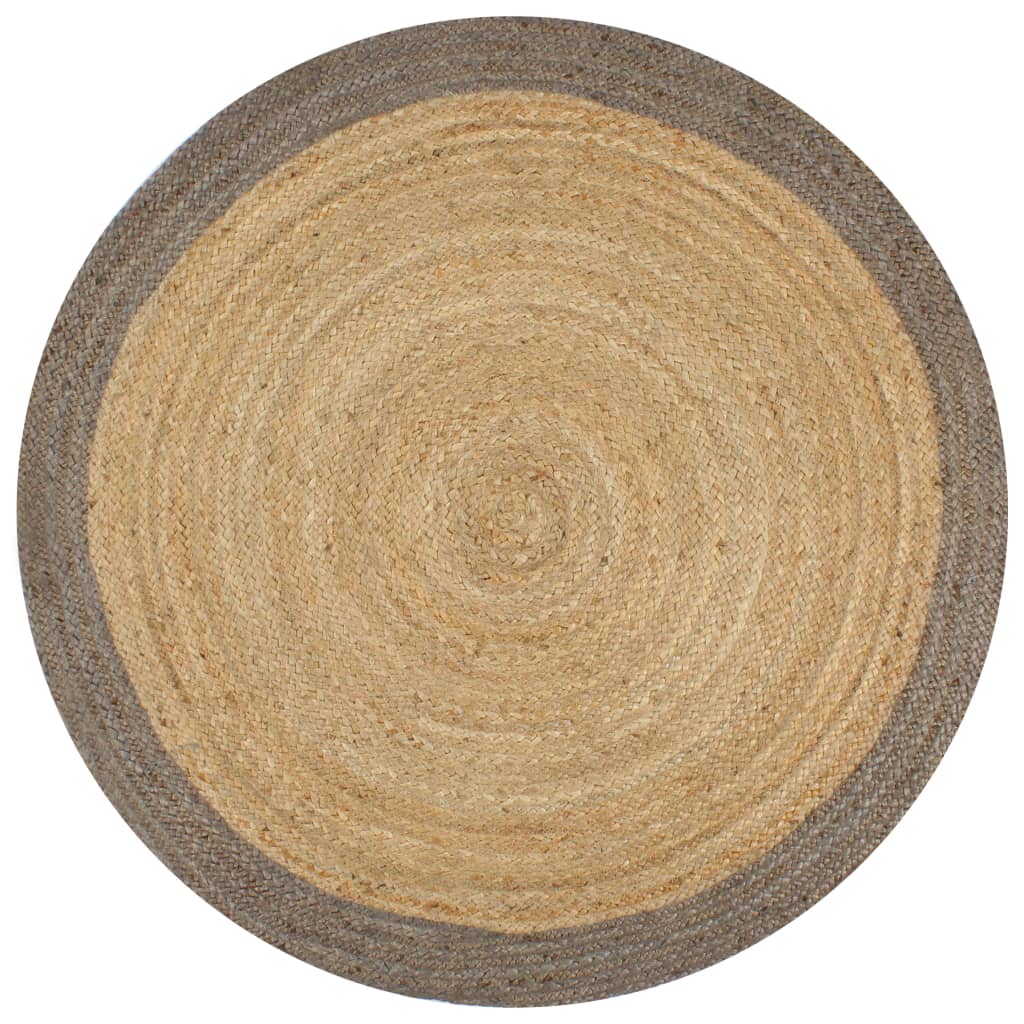Vloerkleed Handgemaakt Met Grijze Rand 150 Cm Jute