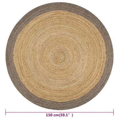 Vloerkleed Handgemaakt Met Grijze Rand 150 Cm Jute