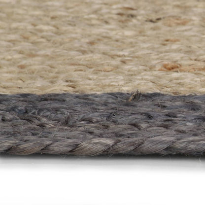 Vloerkleed Handgemaakt Met Donkergrijze Rand Jute 90 cm Donkergrijs