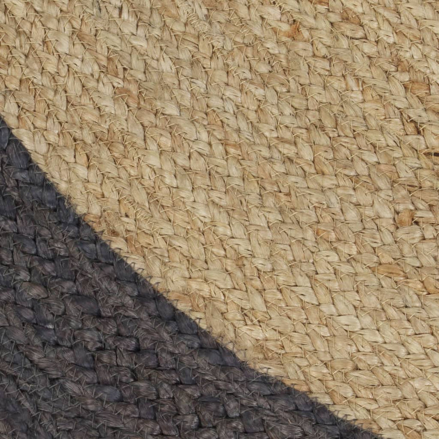 Vloerkleed Handgemaakt Met Donkergrijze Rand Jute 90 cm Donkergrijs