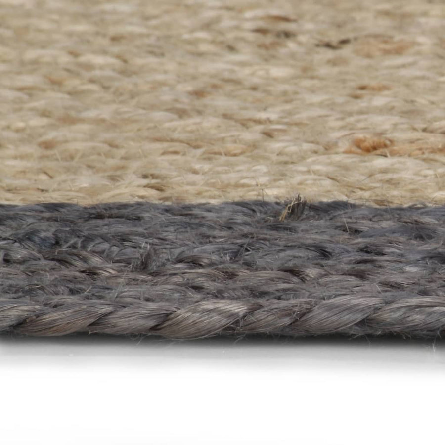 Vloerkleed Handgemaakt Met Donkergrijze Rand Jute 120 cm Donkergrijs