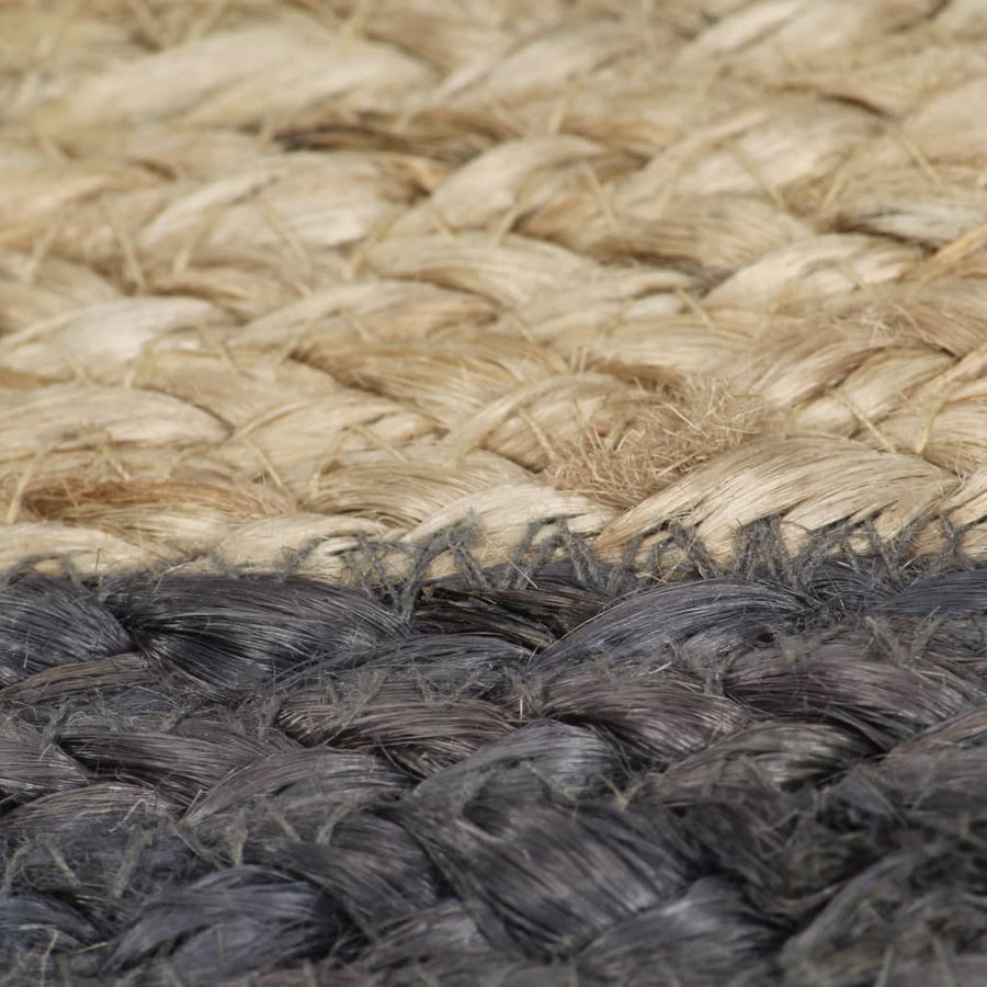 Vloerkleed Handgemaakt Met Donkergrijze Rand Jute 120 cm Donkergrijs