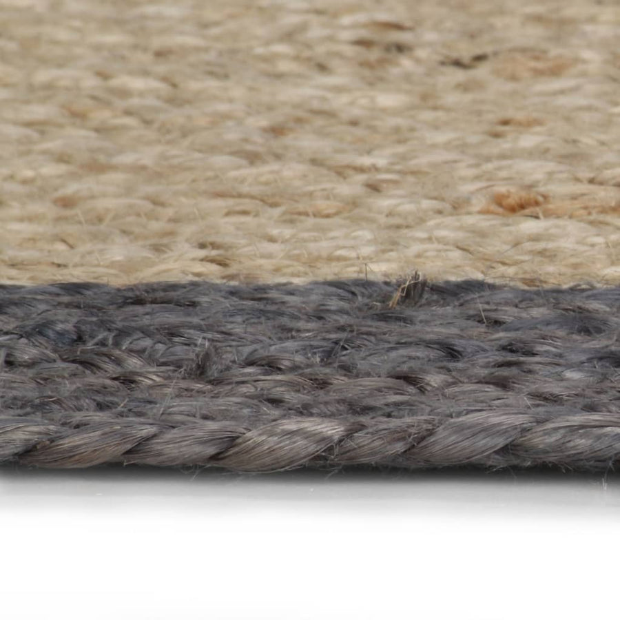 Vloerkleed Handgemaakt Met Donkergrijze Rand Jute 150 cm Donkergrijs