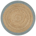 Vloerkleed handgemaakt met olijfgroene rand 90 cm jute