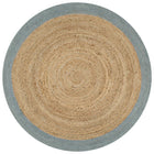 Handmade rug with olive green border 90 cm jute