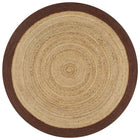 Vloerkleed rond 90 cm jute bruine rand