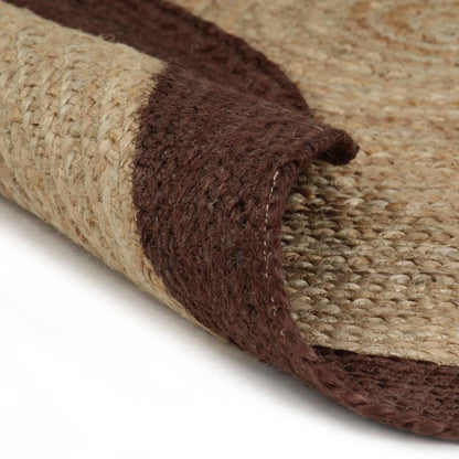 Vloerkleed Handgemaakt Met Bruine Rand 90 Cm Jute