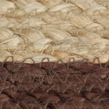 Vloerkleed Handgemaakt Met Bruine Rand 90 Cm Jute