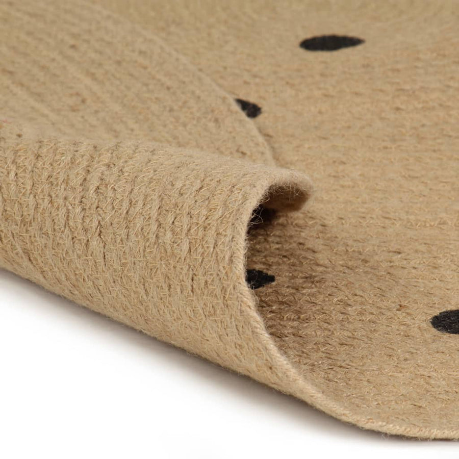 Vloerkleed Handgemaakt Met Print Polkadot Jute 120 cm Polkadots