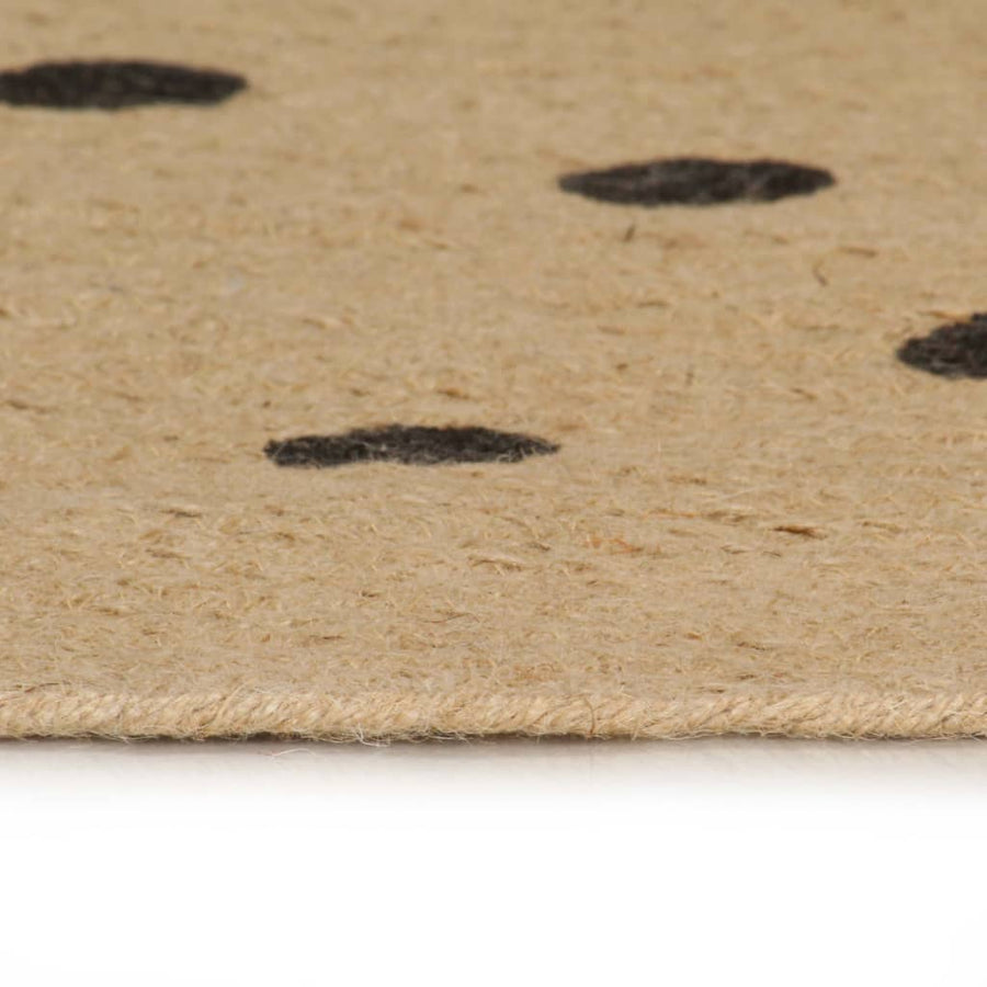 Vloerkleed Handgemaakt Met Print Polkadot Jute 120 cm Polkadots