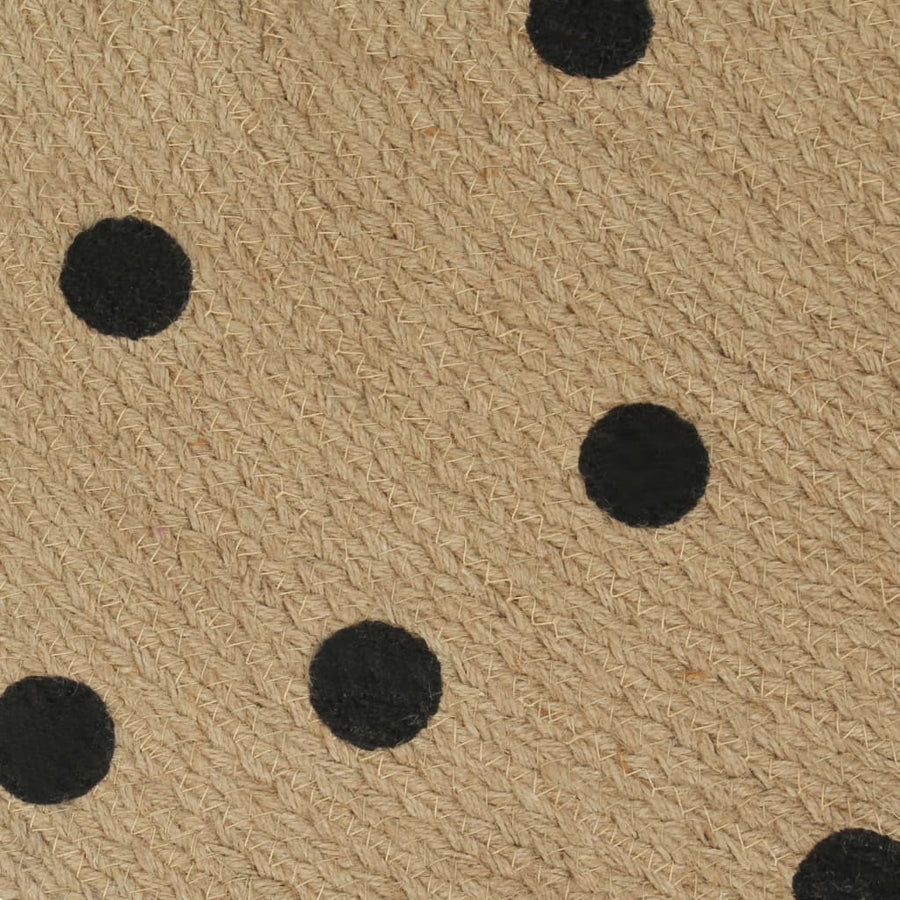 Vloerkleed Handgemaakt Met Print Polkadot Jute 120 cm Polkadots