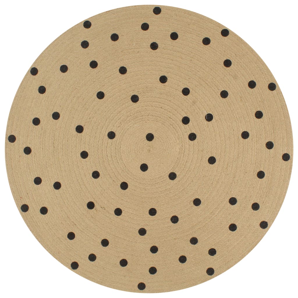 Vloerkleed Handgemaakt Met Print Polkadot 150 Cm Jute Polkadots
