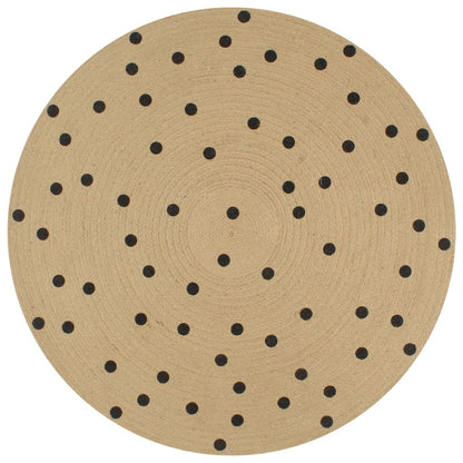 Vloerkleed Handgemaakt Met Print Polkadot 150 Cm Jute Polkadots