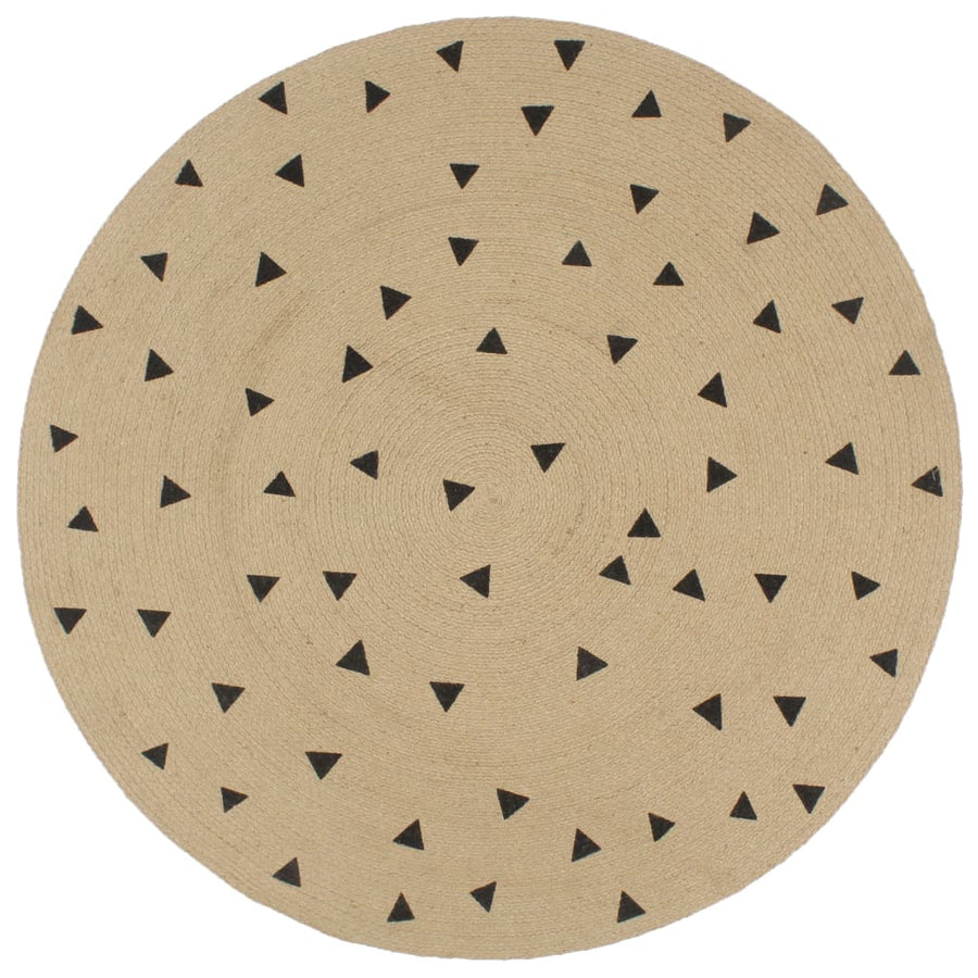 Vloerkleed Handgemaakt Met Driehoek Print 90 Cm Jute