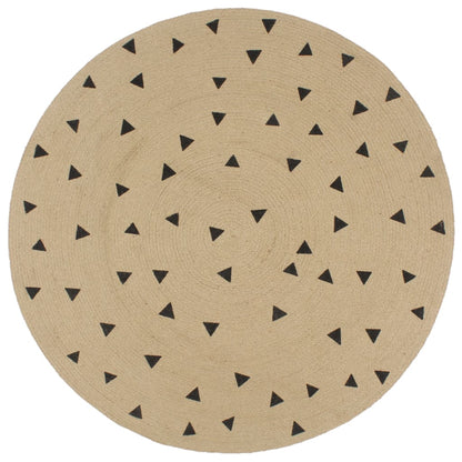 Vloerkleed Handgemaakt Met Driehoek Print 120 Cm Jute Driehoeken