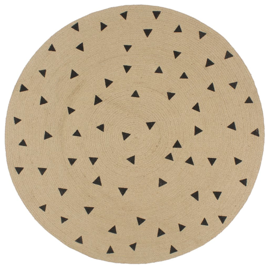 Vloerkleed Handgemaakt Met Driehoek Print Jute 150 cm Driehoeken