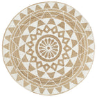 Vloerkleed jute 90 cm handgemaakt witte print