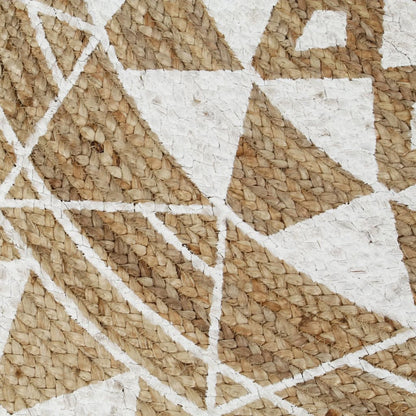 Vloerkleed Handgemaakt Met Witte Print Jute 90 cm