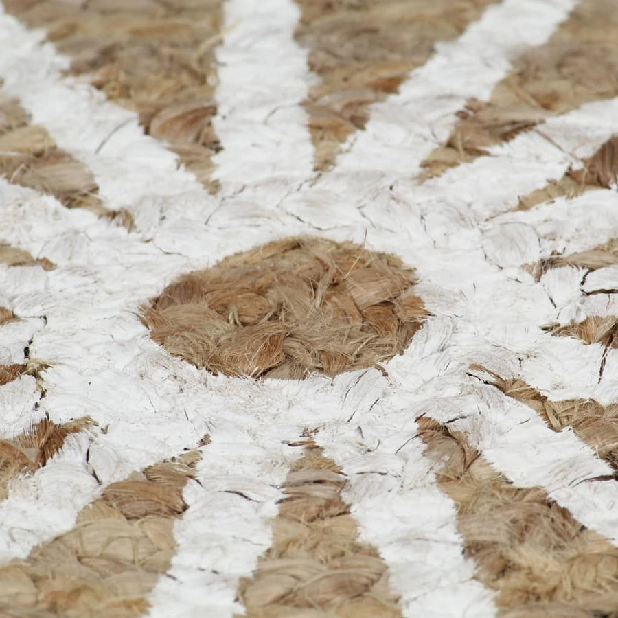 Vloerkleed Handgemaakt Met Witte Print Jute 90 cm