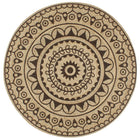 Vloerkleed rond 90 cm jute donkerbruine print