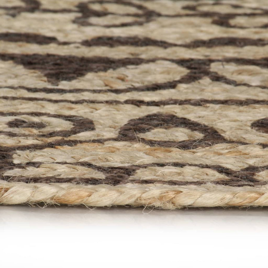 Vloerkleed Handgemaakt Met Donkerbruine Print Jute 90 cm