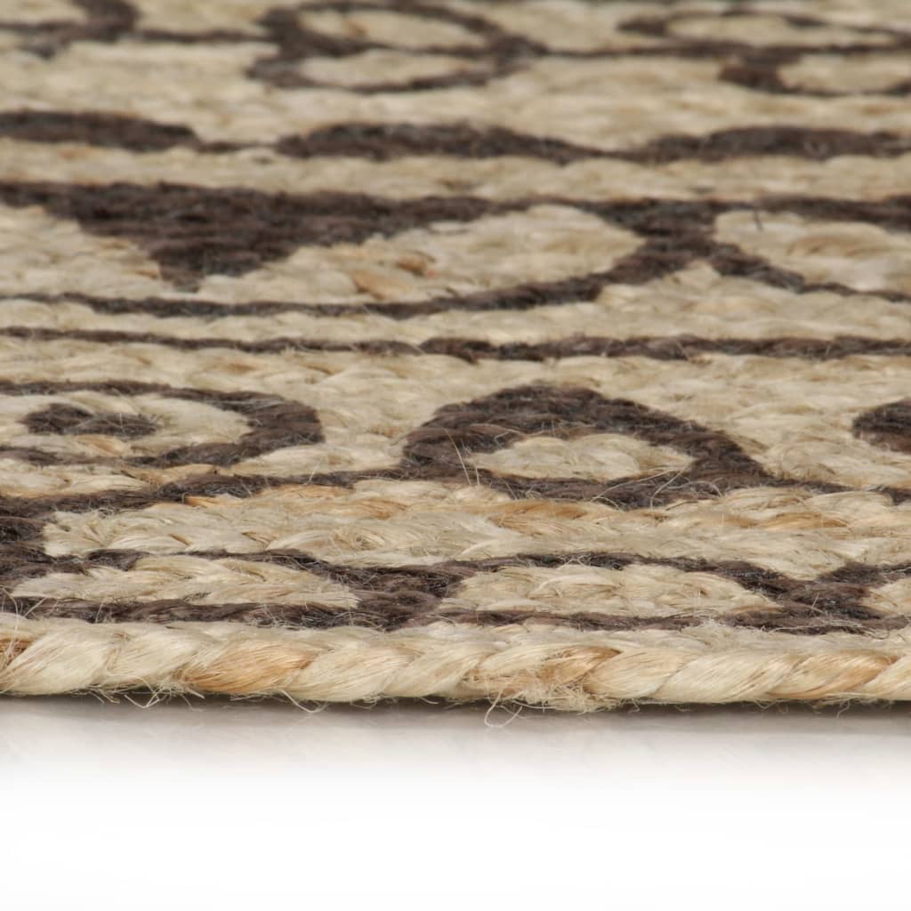 Vloerkleed Handgemaakt Met Donkerbruine Print 150 Cm Jute Bruin bloempatroon