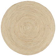 Vloerkleed 90 cm jute katoen spiraal wit