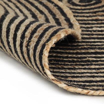 Vloerkleed handgemaakt met spiraal ontwerp 90 cm jute zwart