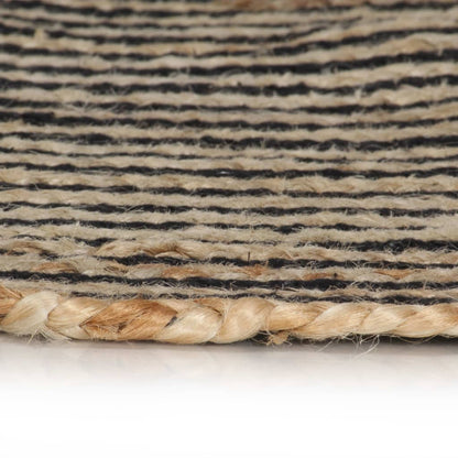 Vloerkleed handgemaakt met spiraal ontwerp 90 cm jute zwart