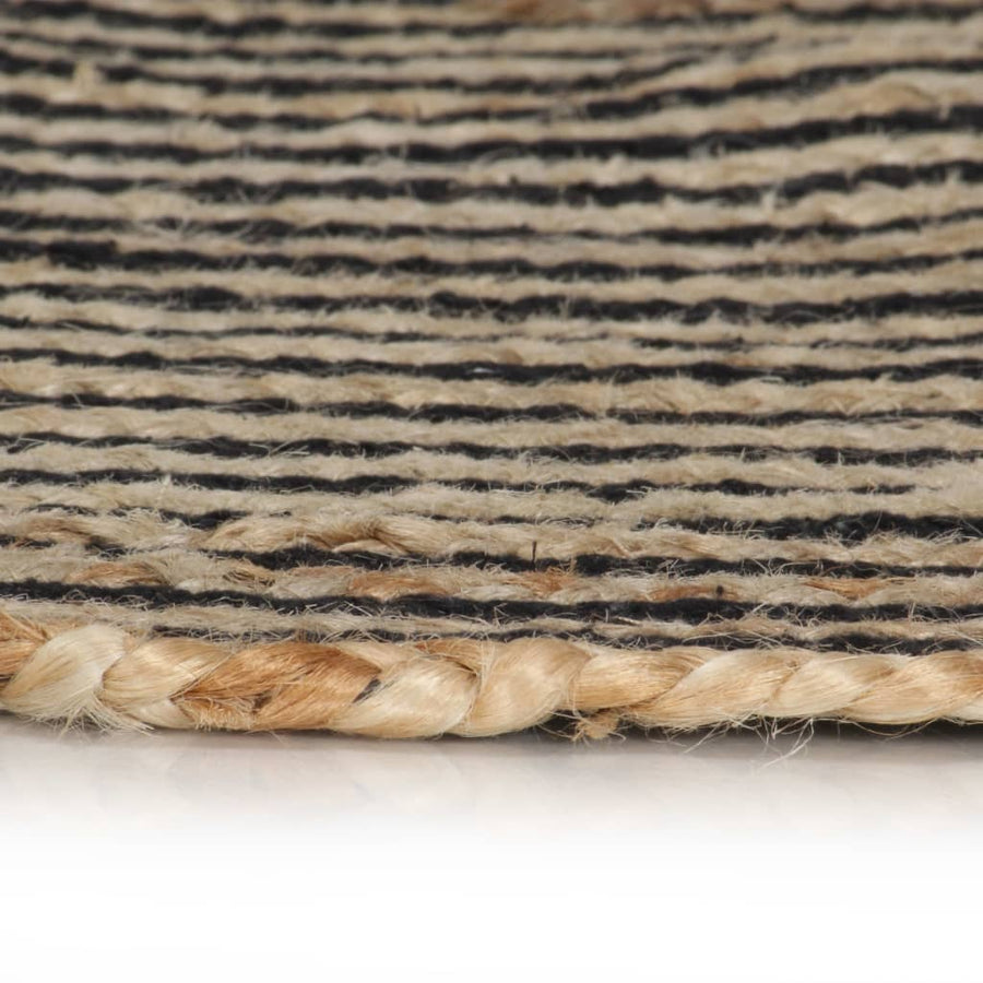 Vloerkleed handgemaakt met spiraal ontwerp 90 cm jute zwart