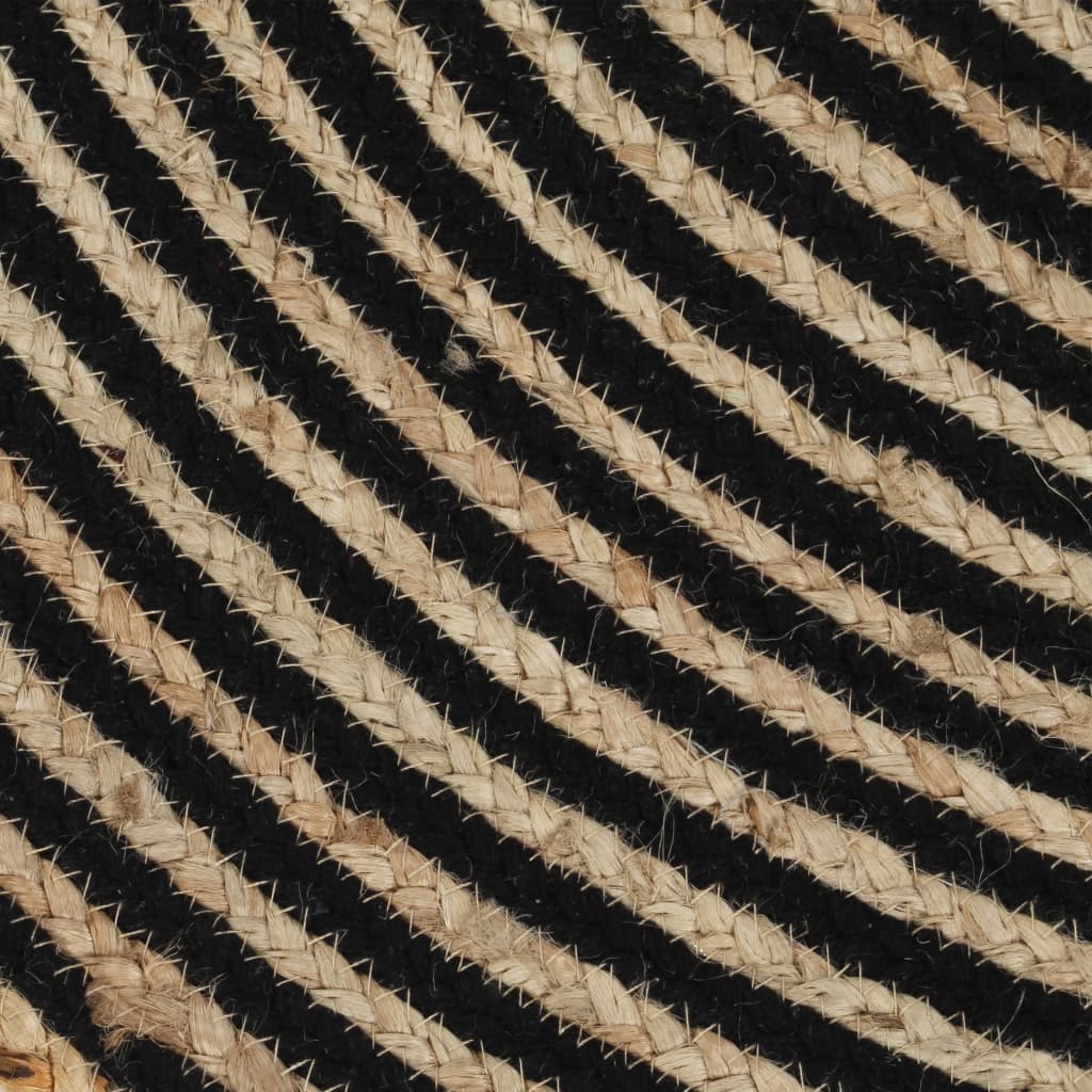 Vloerkleed handgemaakt met spiraal ontwerp 90 cm jute zwart
