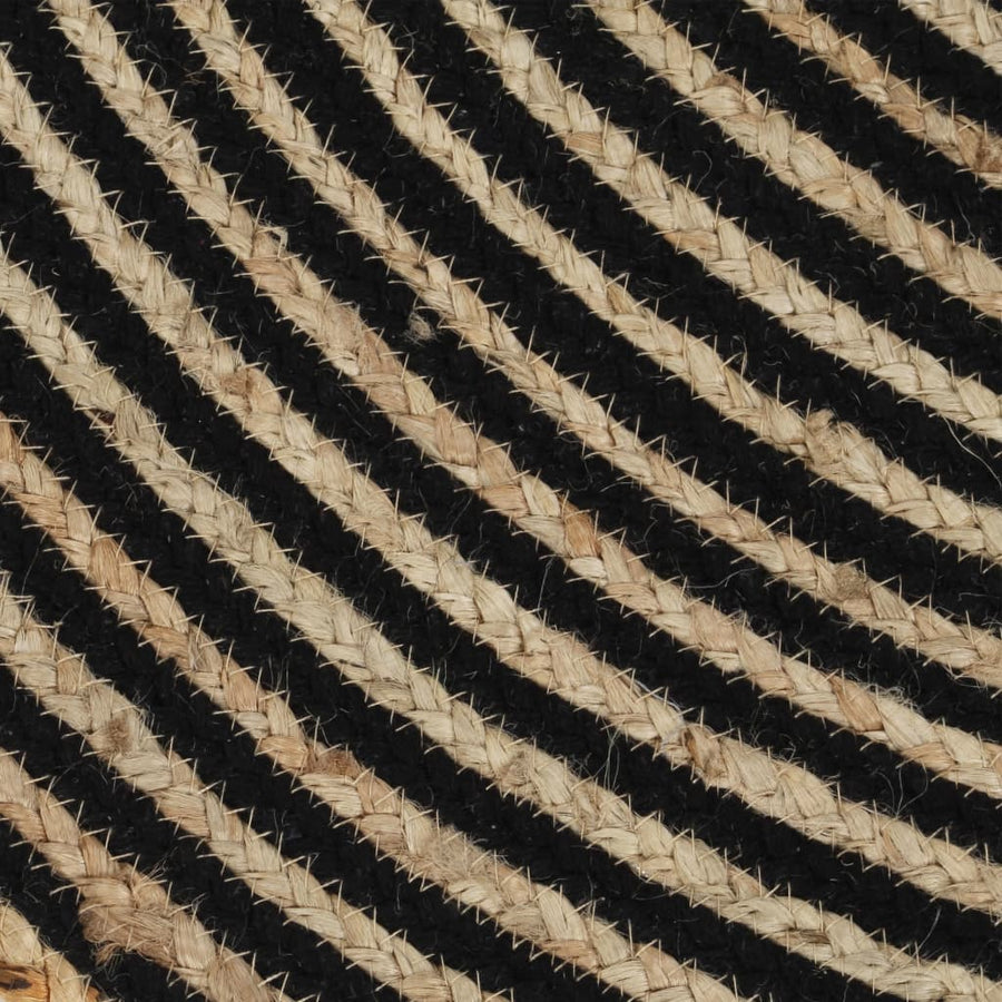 Vloerkleed handgemaakt met spiraal ontwerp 90 cm jute zwart
