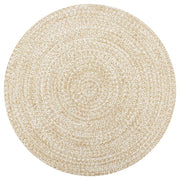 Vloerkleed handgemaakt 120 cm jute katoen wit naturel