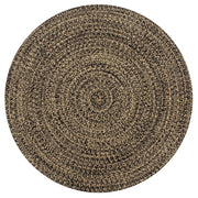 Vloerkleed jute rond 90 cm naturel zwart