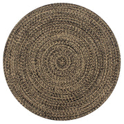Vloerkleed rond 120 cm jute zwart naturel