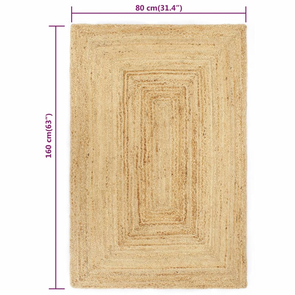 Vloerkleed Handgemaakt Jute Naturel 80 x 160 cm