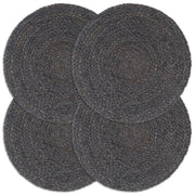 Placemats 4 pcs round 38 cm jute dark gray