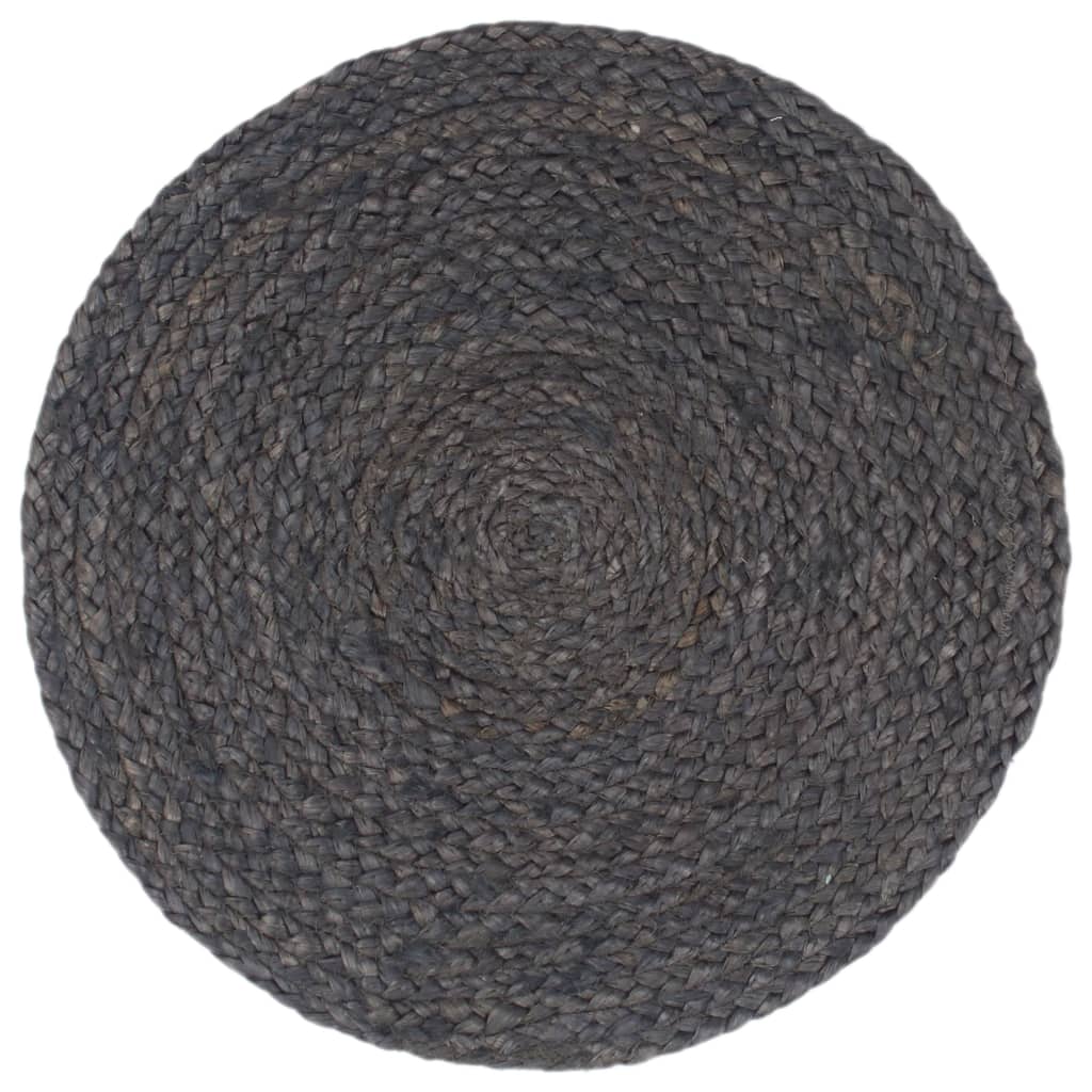 Placemats Rond 38 Cm 4 Donkergrijs Jute