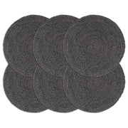 Placemats 6 st rond 38 cm jute donkergrijs