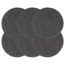 Placemats Rond 38 Cm 6 Donkergrijs Jute