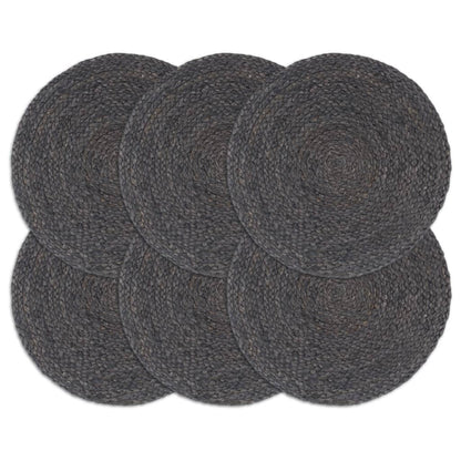 Placemats Rond 38 Cm 6 Donkergrijs Jute