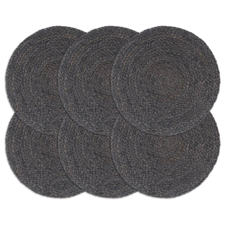 Placemats Rond 38 Cm 6 Donkergrijs Jute