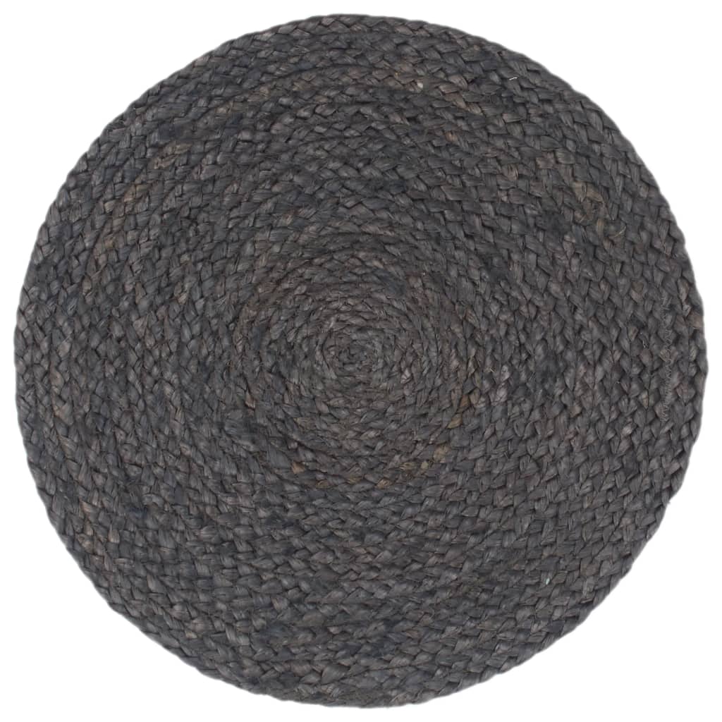 Placemats Rond 38 Cm 6 Donkergrijs Jute