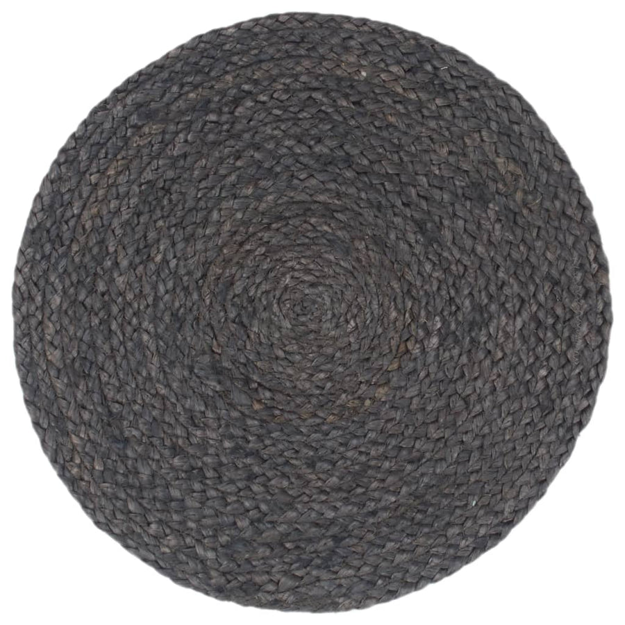 Placemats Rond 38 Cm 6 Donkergrijs Jute