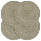 Placemats Rond 38 Cm Effen 4 Grijs Jute