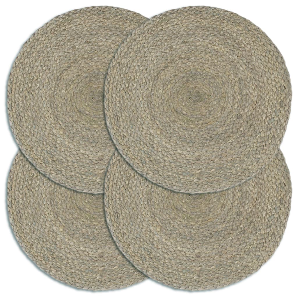 Placemats Rond 38 Cm Effen 4 Grijs Jute