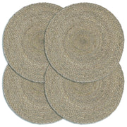 Placemats 4 pcs round 38 cm jute plain grey