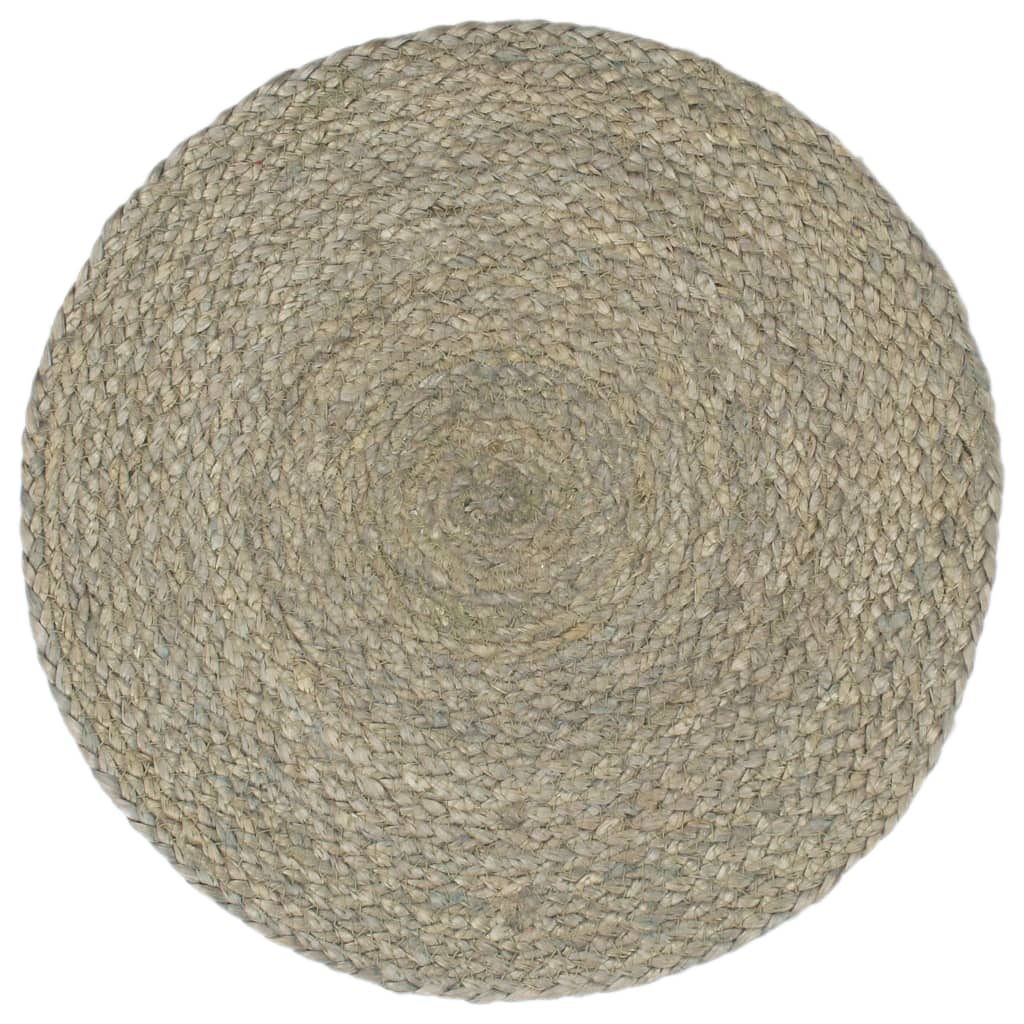Placemats Rond 38 Cm Effen 4 Grijs Jute