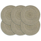 Placemats rond 38 cm jute grijs 6 stuks