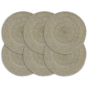 Placemats rond 38 cm jute grijs 6 stuks